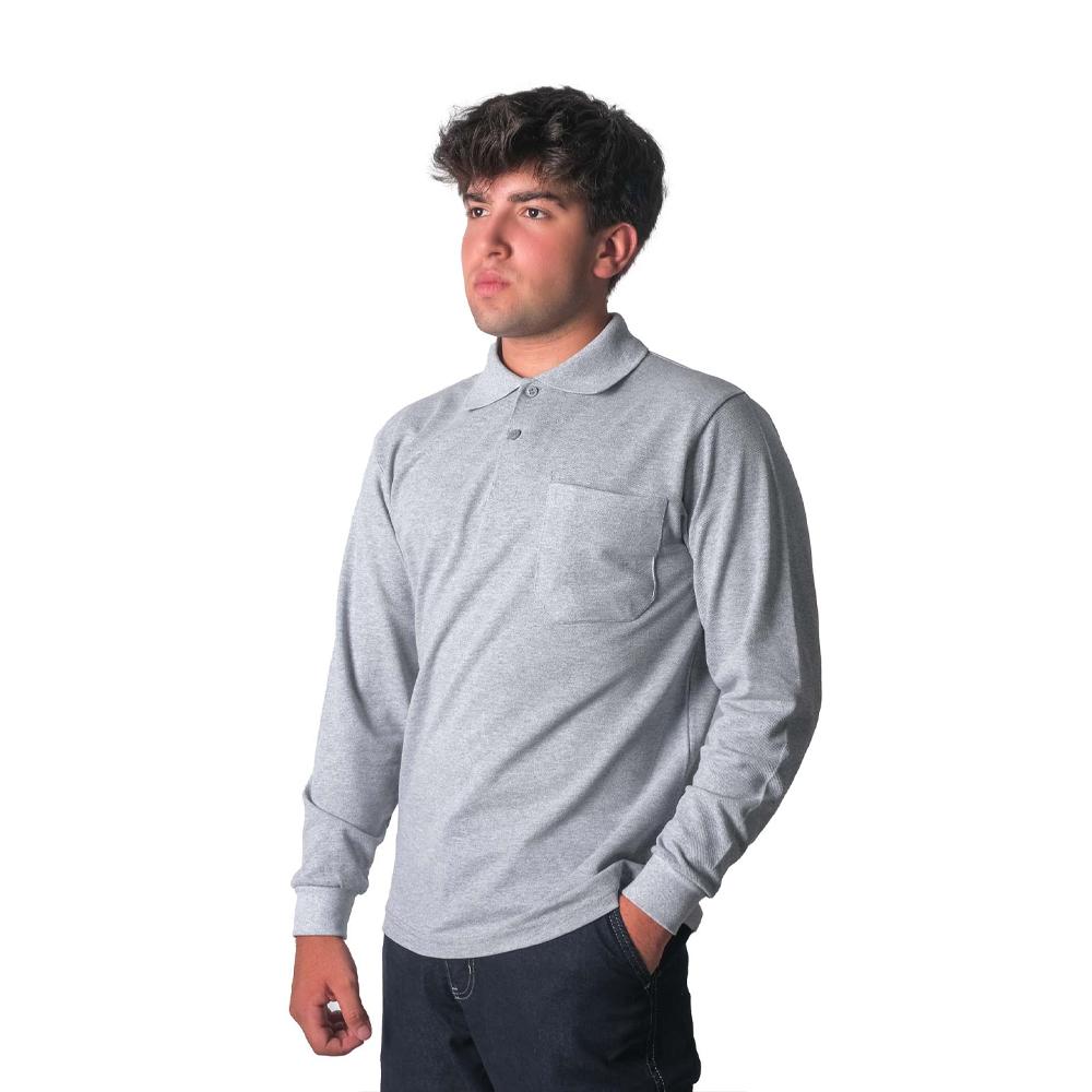 Polo Neck Open-End Long Sleeve T-shirt