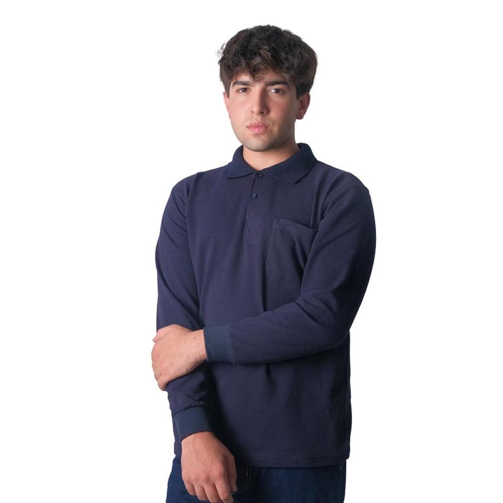 Polo Neck Open-End Long Sleeve T-shirt